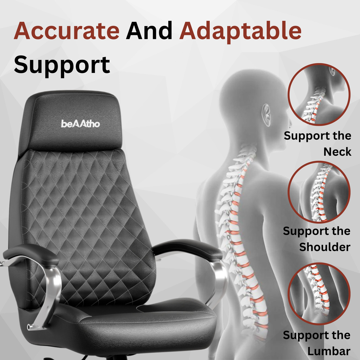 Image of beaatho Zen | High Back Revolving Chair with Integrated Lumbar Support Leatherette Office Executive Chair