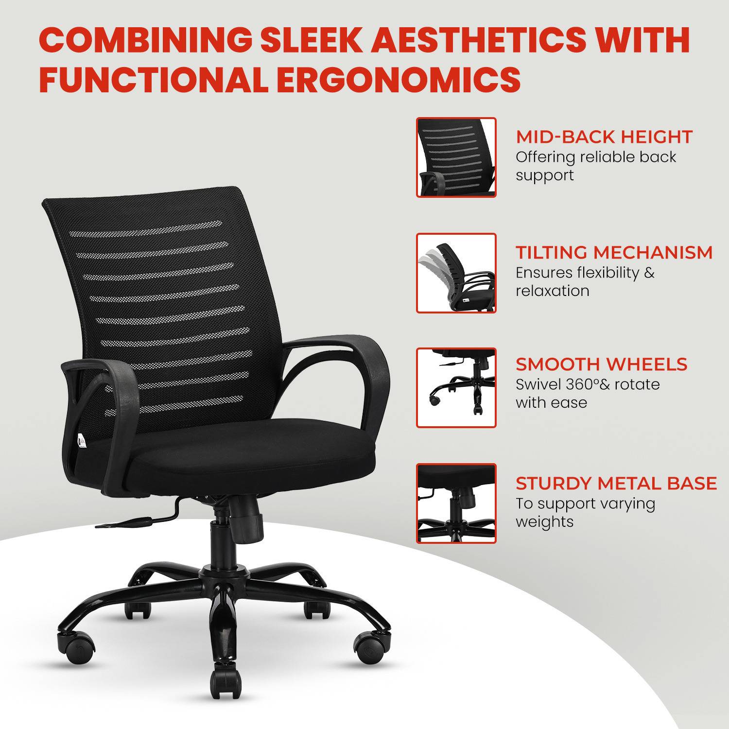 IAFA Diego Mid Back Ergonomic Office Chair - Image 2