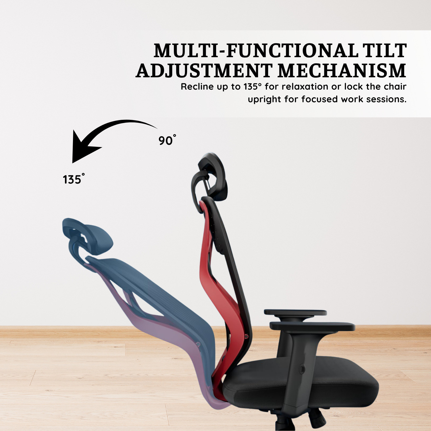 Image of ACTIVA Hector Ergonomic Mid Back Office Chair| Synchro Mechanism Tilt / 2D Armrest Nylon Office Adjustable Arm Chair