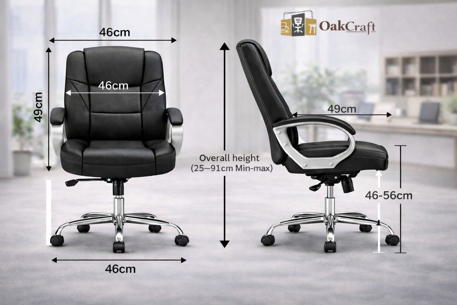 Image of Oakcraft Medium Back Revolving Leatherette Office Executive Chair