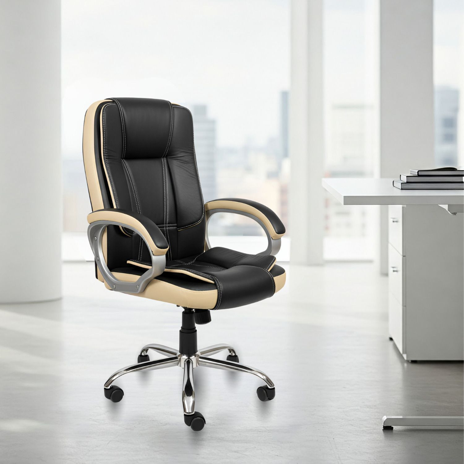 Image of ACTIVA Venture Ergonomic Office Chair| Swivel Chair with Adjustable Height Leatherette Office Adjustable Arm Chair