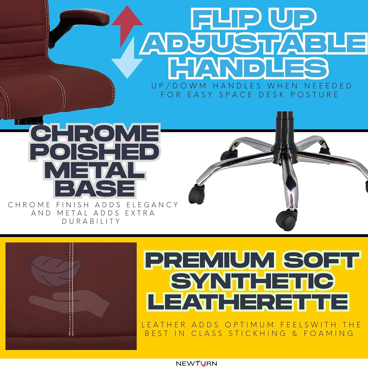 Image of Newturn Leather Office Adjustable Arm Chair