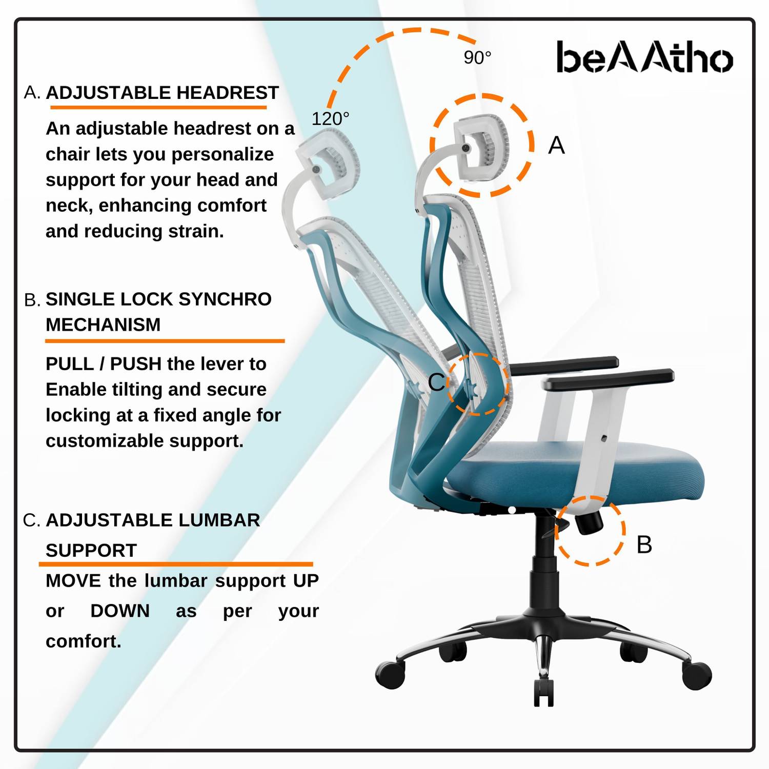 beaatho Dusk High Back Ergonomic Office Chair - Image 4