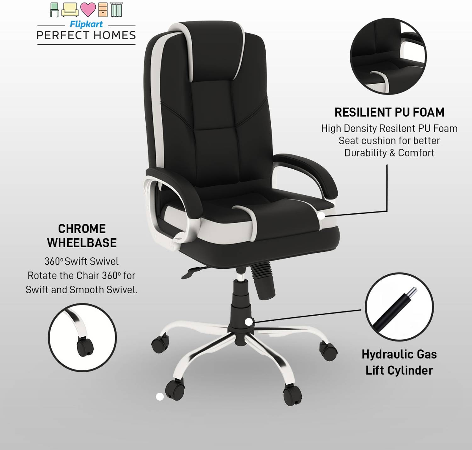 Flipkart Perfect Homes Opulon High Back Leatherette Chair - Image 3