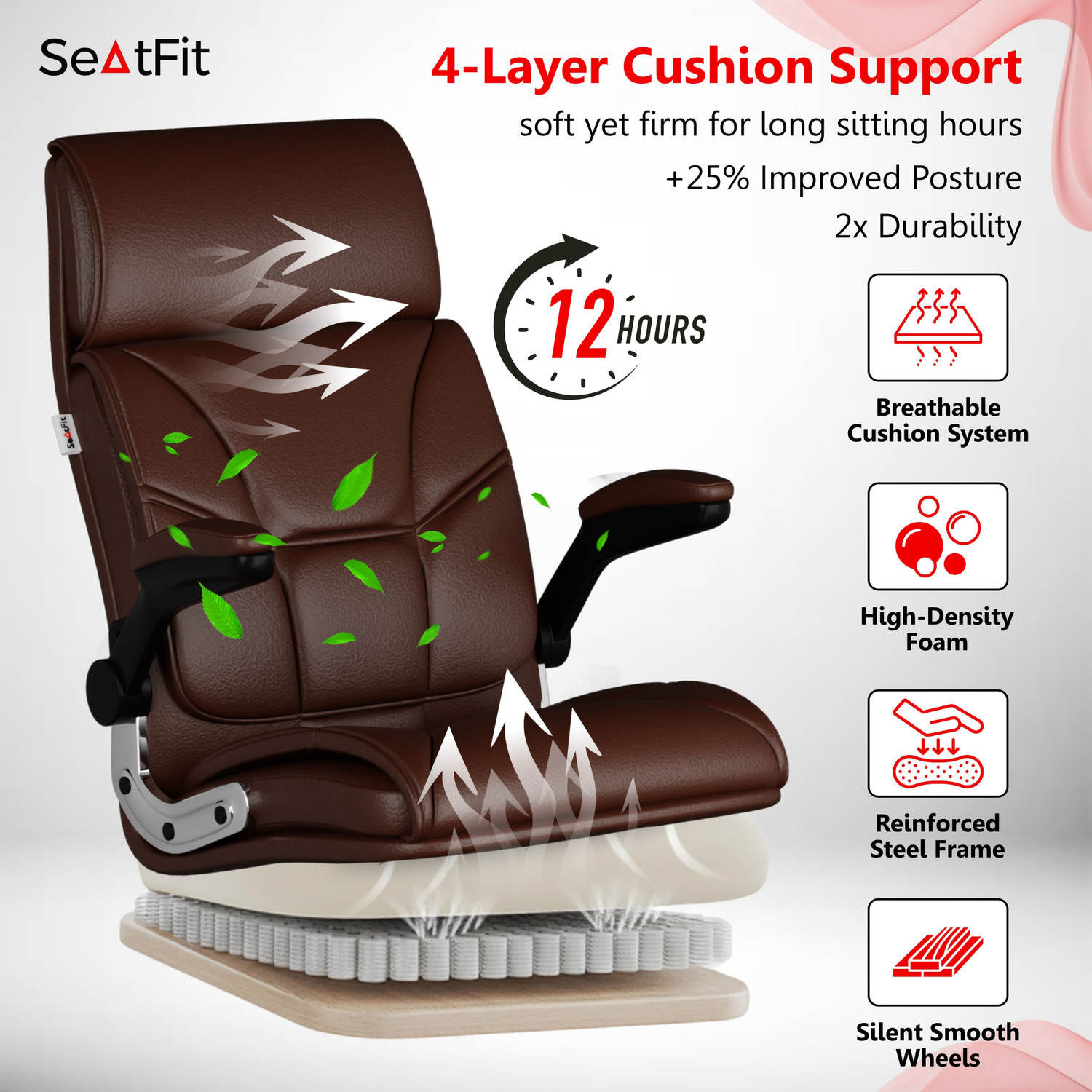 Image of SEATFIT Leatherette Office Adjustable Arm Chair