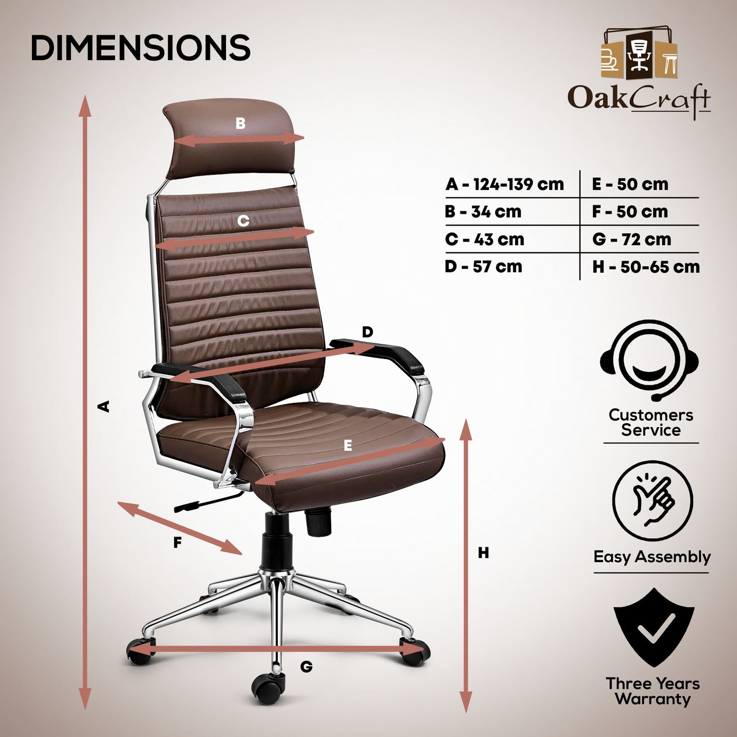 Image of Oakcraft Acier- Made with French Artistry, Unrivaled Ergonomics in the Prime Metal Sleek Leatherette Office Executive Chair