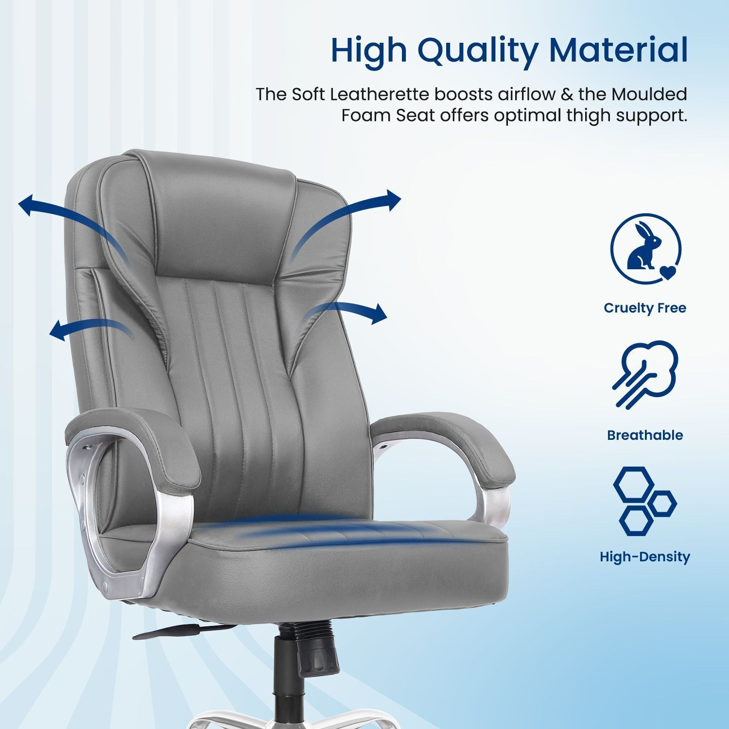 Image of Vergo Supreme High Back Ergonomic Boss Chair, Cushion Comfort, Revolving, Metal Base Leatherette Office Executive Chair