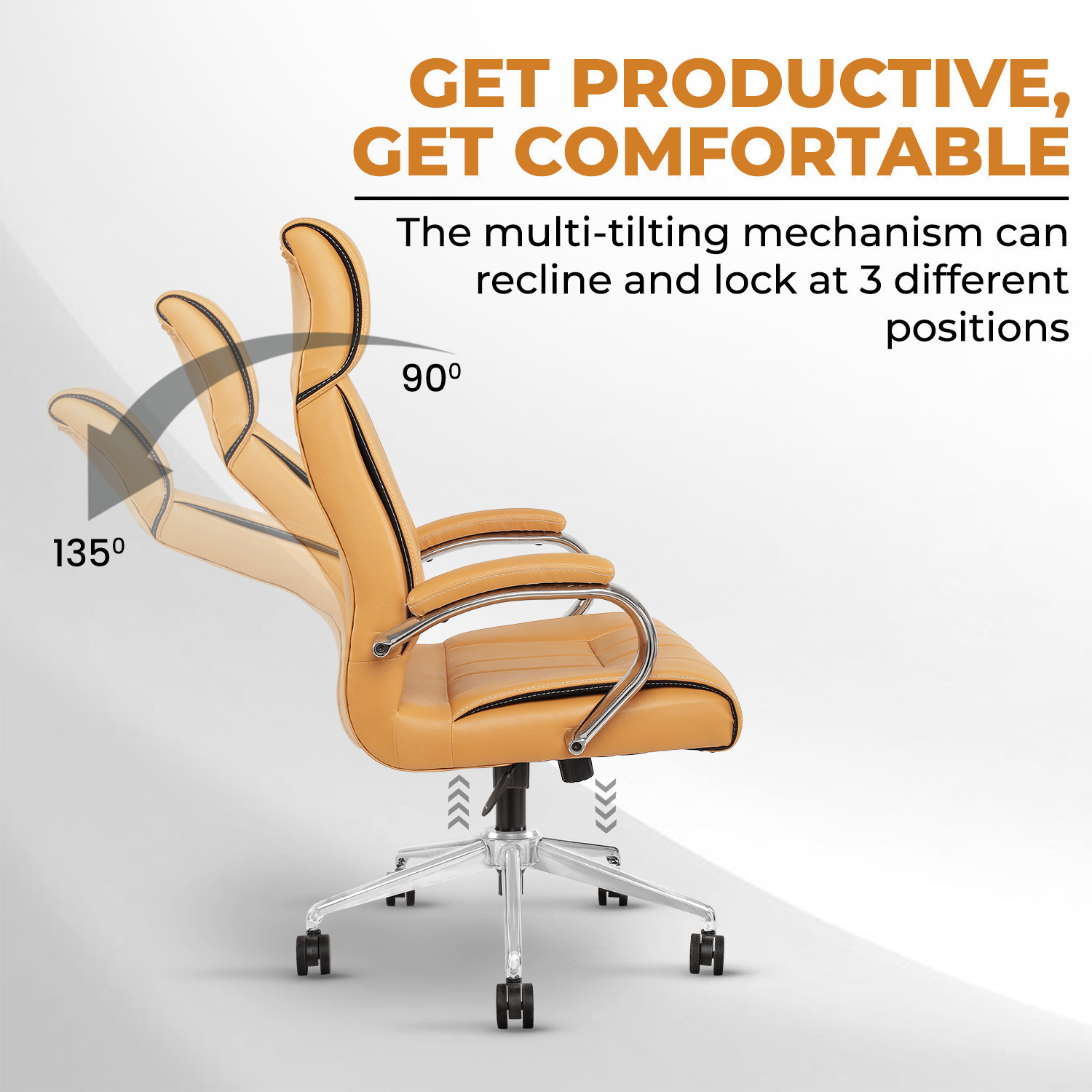 Image of IAFA Roxx High Back Ergonomic Boss Chair With Revolving Wheel Leatherette Office Executive Chair
