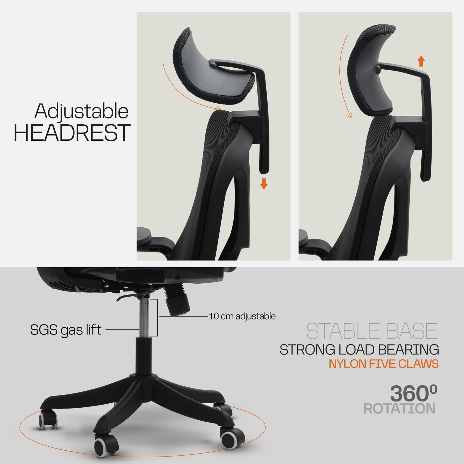 Image of Drogo Ergonomic Office Chair /High Back Computer Chair with Lumbar support& Recline Mesh Office Executive Chair