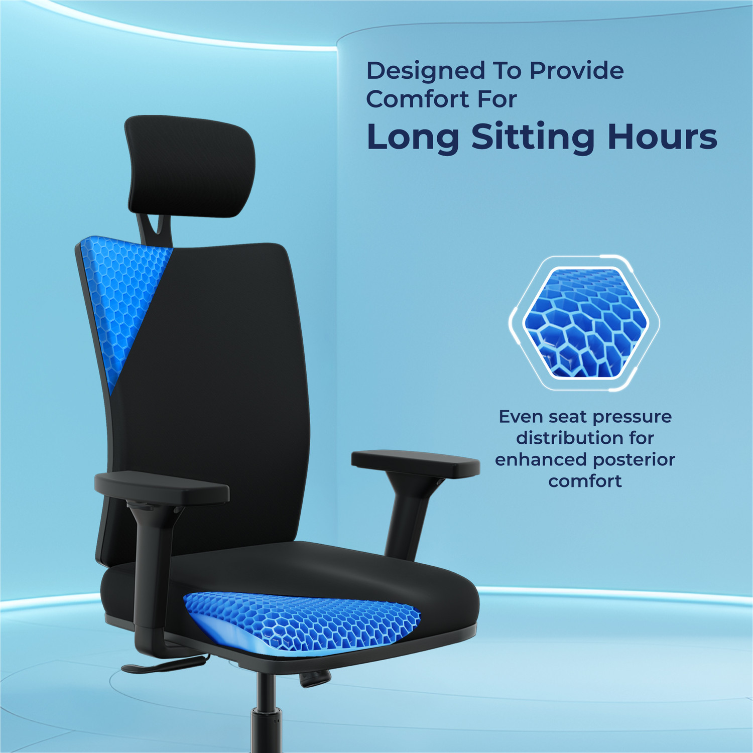 Image of The Sleep Company Onyx SmartGRID Premium Orthopedic High-Back Desk Chair for Office & Home Nylon Office Executive Chair