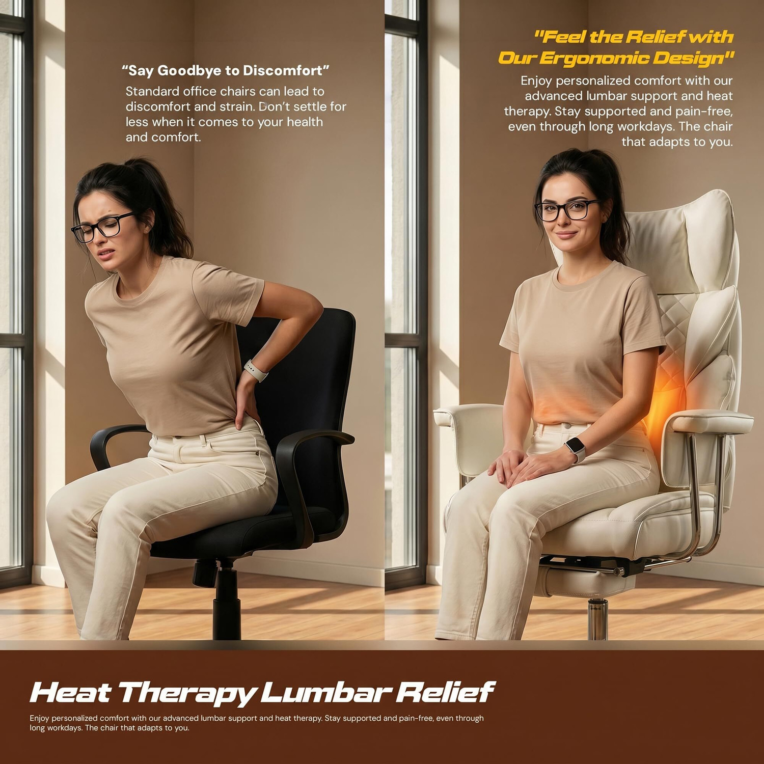 Image of Drogo Massage Computer Office Chair with PU Leather & 150Reclining Leather Office Executive Chair