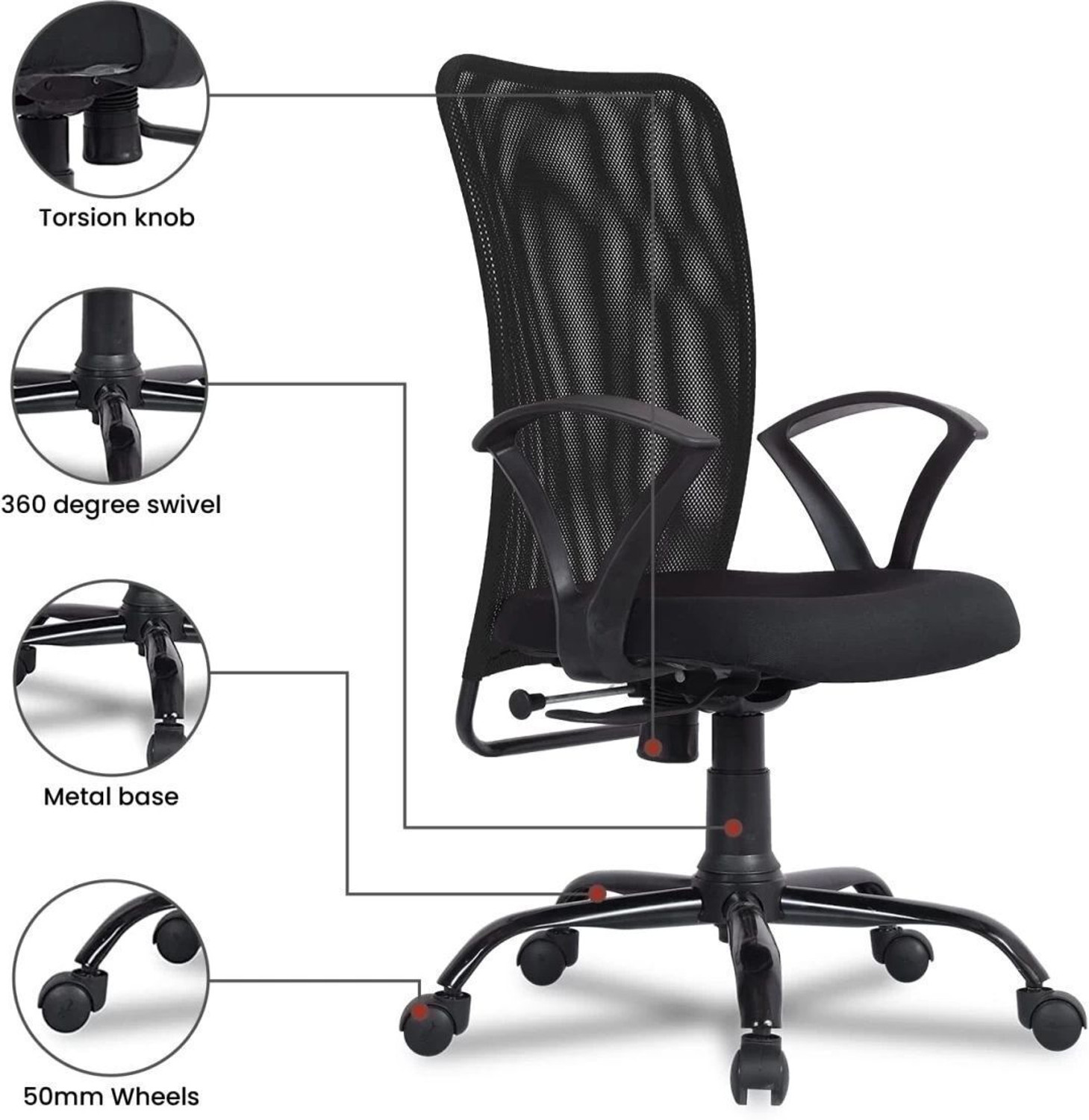Image of MG traders MG MODERN ADJUSTABLE OFFICE /STUDY CHAIR WITH MESH SUPPORT Mesh Office Adjustable Arm Chair