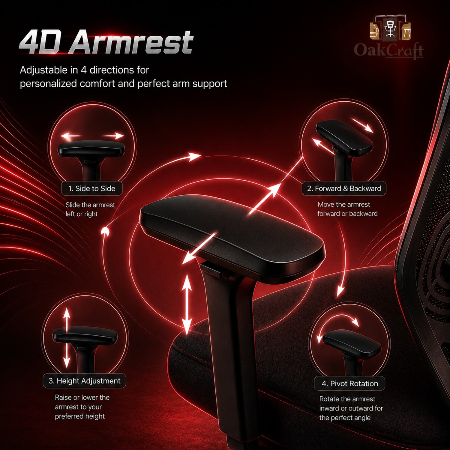 Image of Oakcraft Mesh Office Adjustable Arm Chair