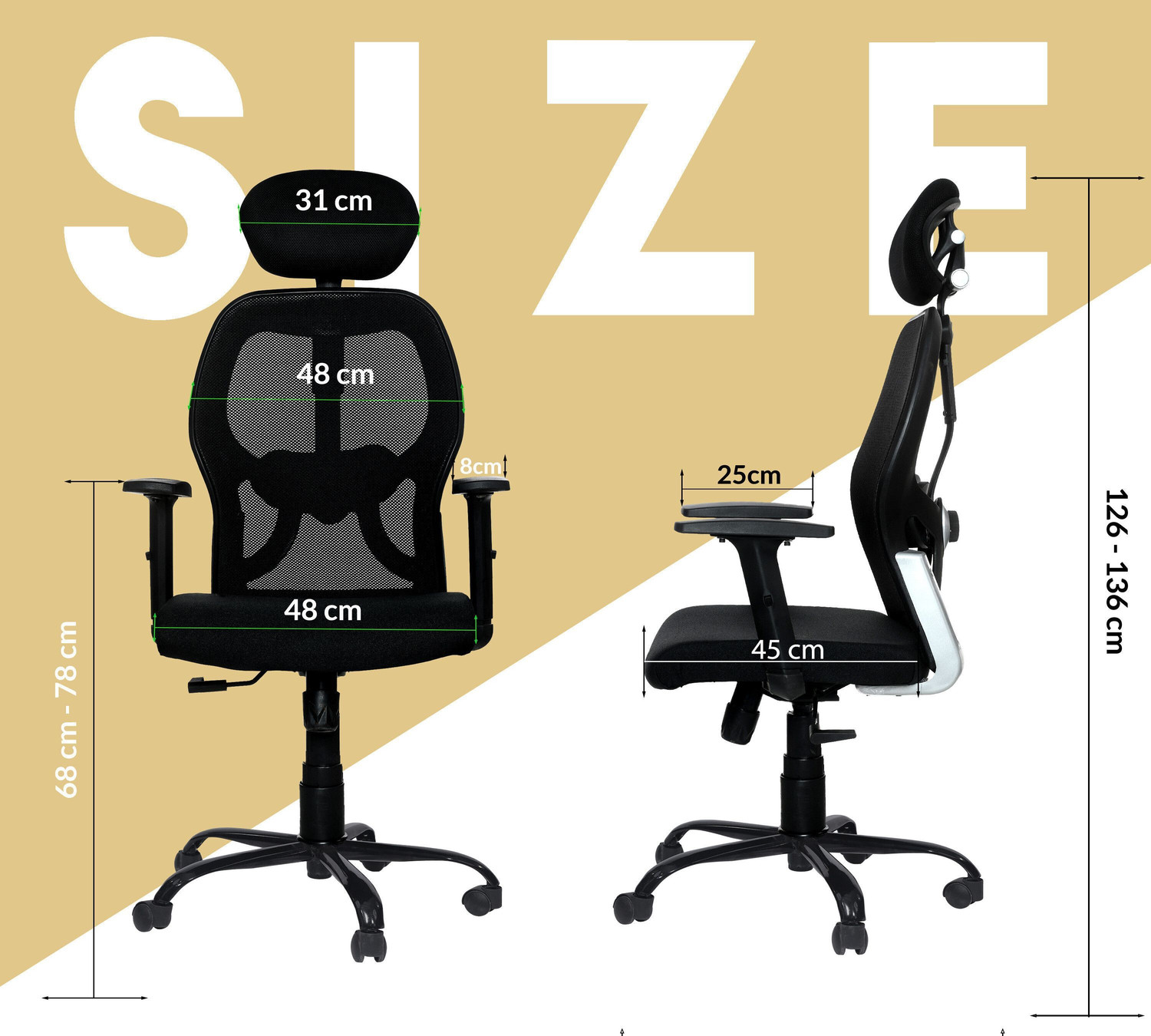 Image of Comfort Mantra Venus High Back Ergonomic Office Chair with Dynamic Lumbar Fabric Office Adjustable Arm Chair