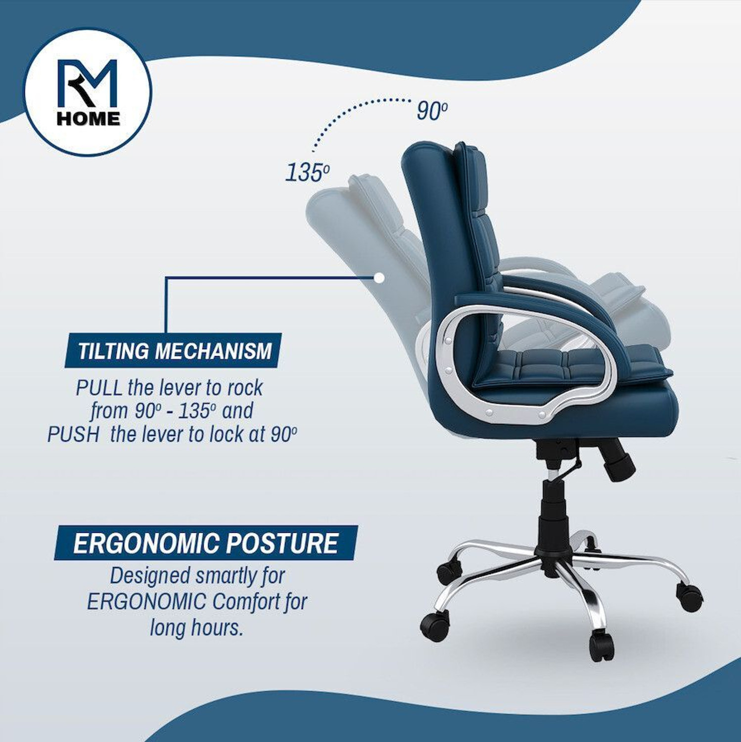 Image of RM HOME Mary Leatherette Office Arm Chair
