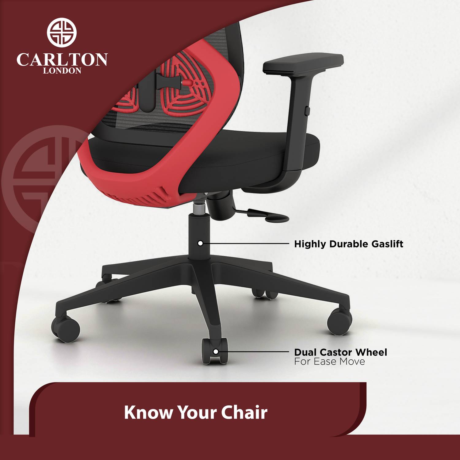 CARLTON Atlas Mesh Office Chair, Black - Image 5