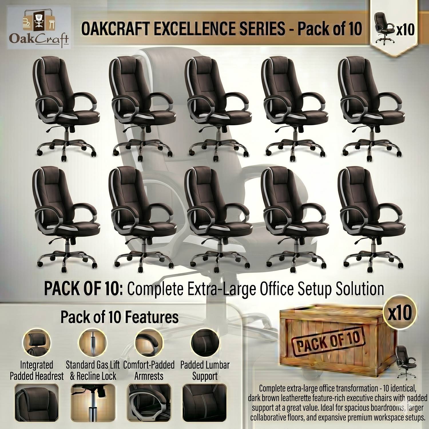 Oakcraft Luxury HIGH Back with Steel Base Leatherette Office Executive Chair Price in India - Buy Oakcraft Luxury HIGH Back with Steel Base Leatherette Office Executive Chair online at Flipkart.com