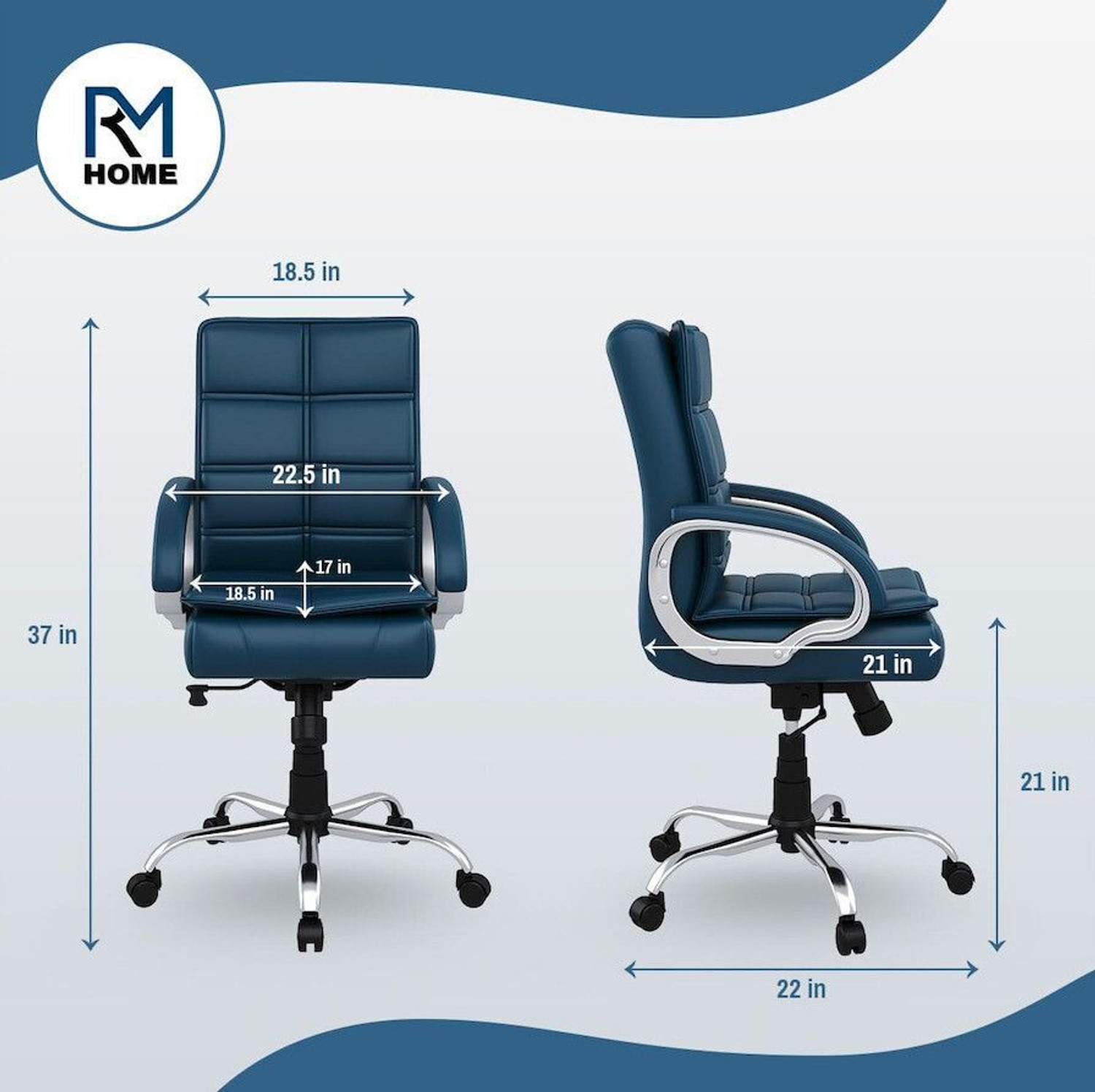 Image of RM HOME Mary Leatherette Office Arm Chair