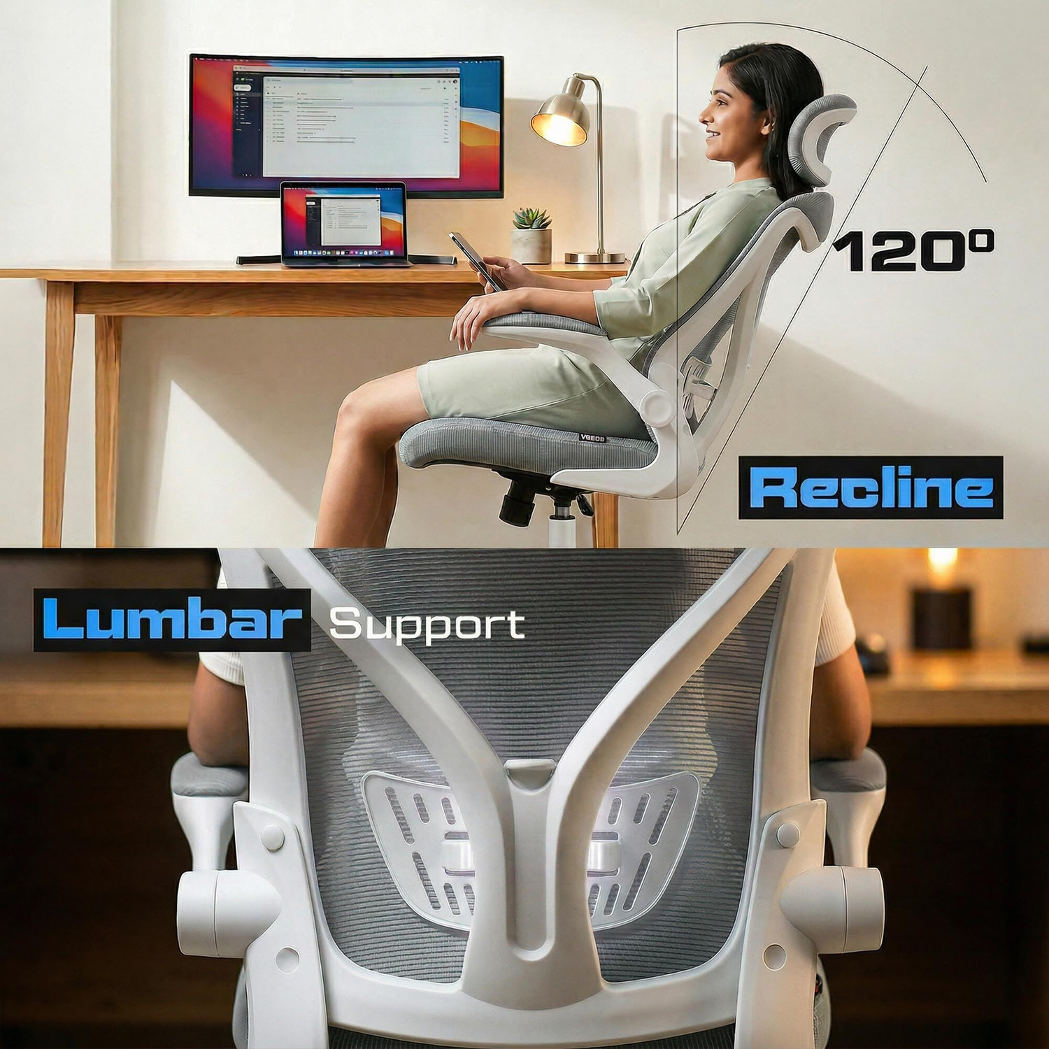 Image of Drogo Ergonomic Office Chair for Work from Home Computer Chair with Lumbar Support Mesh Office Executive Chair