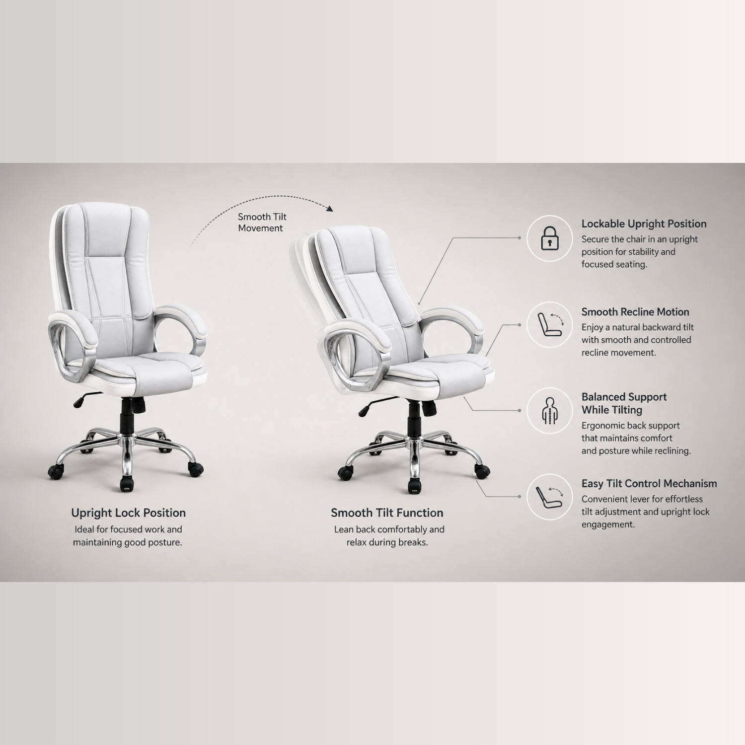 Image of ACTIVA Venture Ergonomic Office Chair| Swivel Chair with Adjustable Height Leatherette Office Adjustable Arm Chair