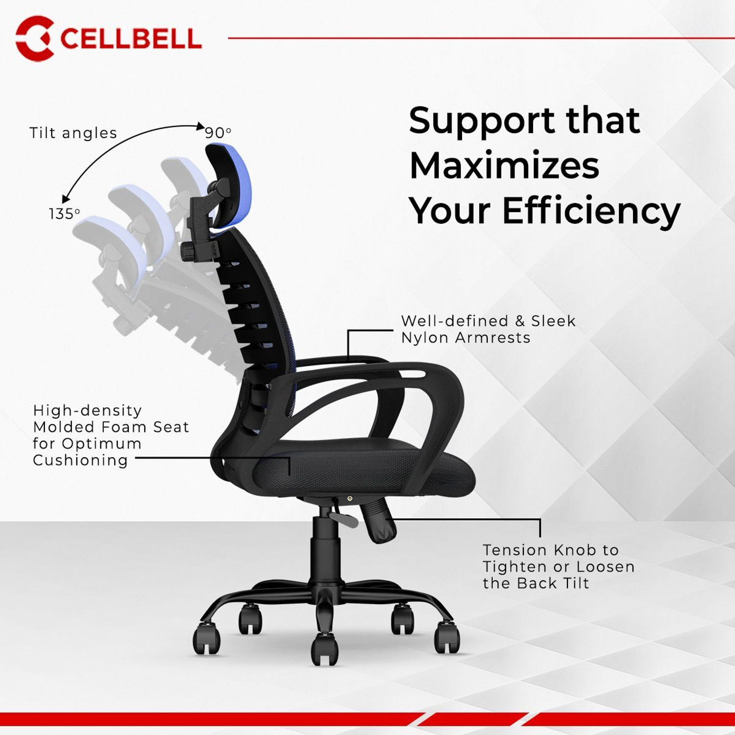 Image of CELLBELL Desire C104 High Back Fabric, Mesh Office Executive Chair