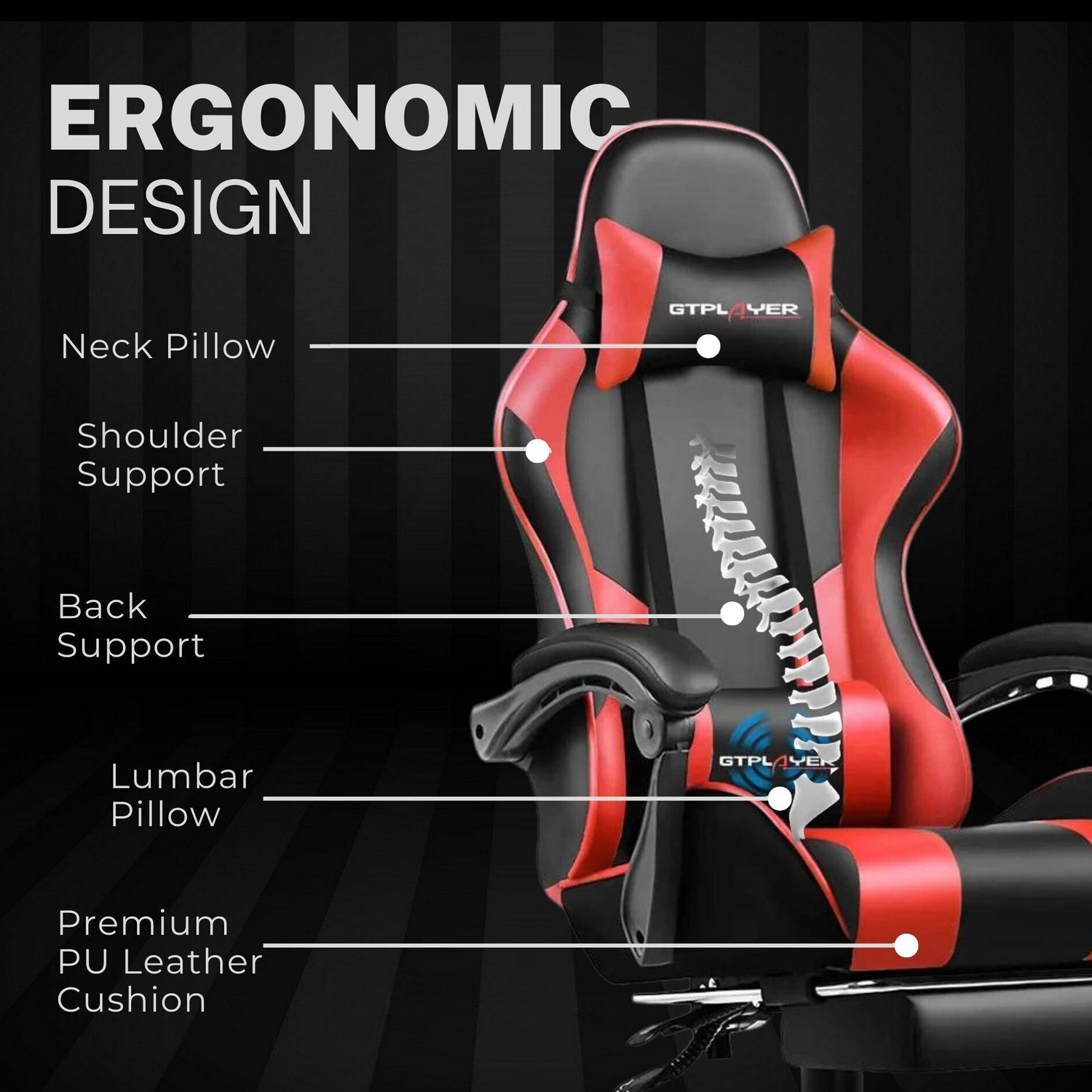 Image of GTPLAYER Leatherette Office Adjustable Arm Chair