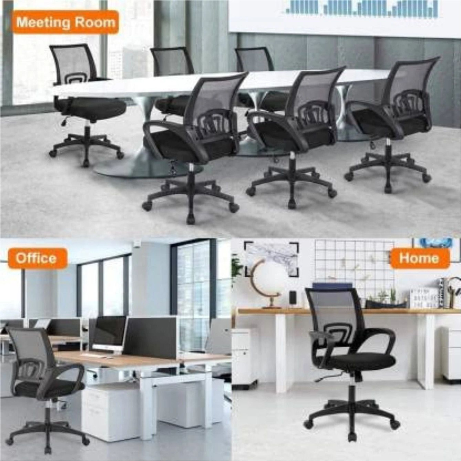 Image of Flipkart Perfect Homes Mid-Back Century Drafting Staff, Workstation, Desk Chair Mesh Office Executive Chair