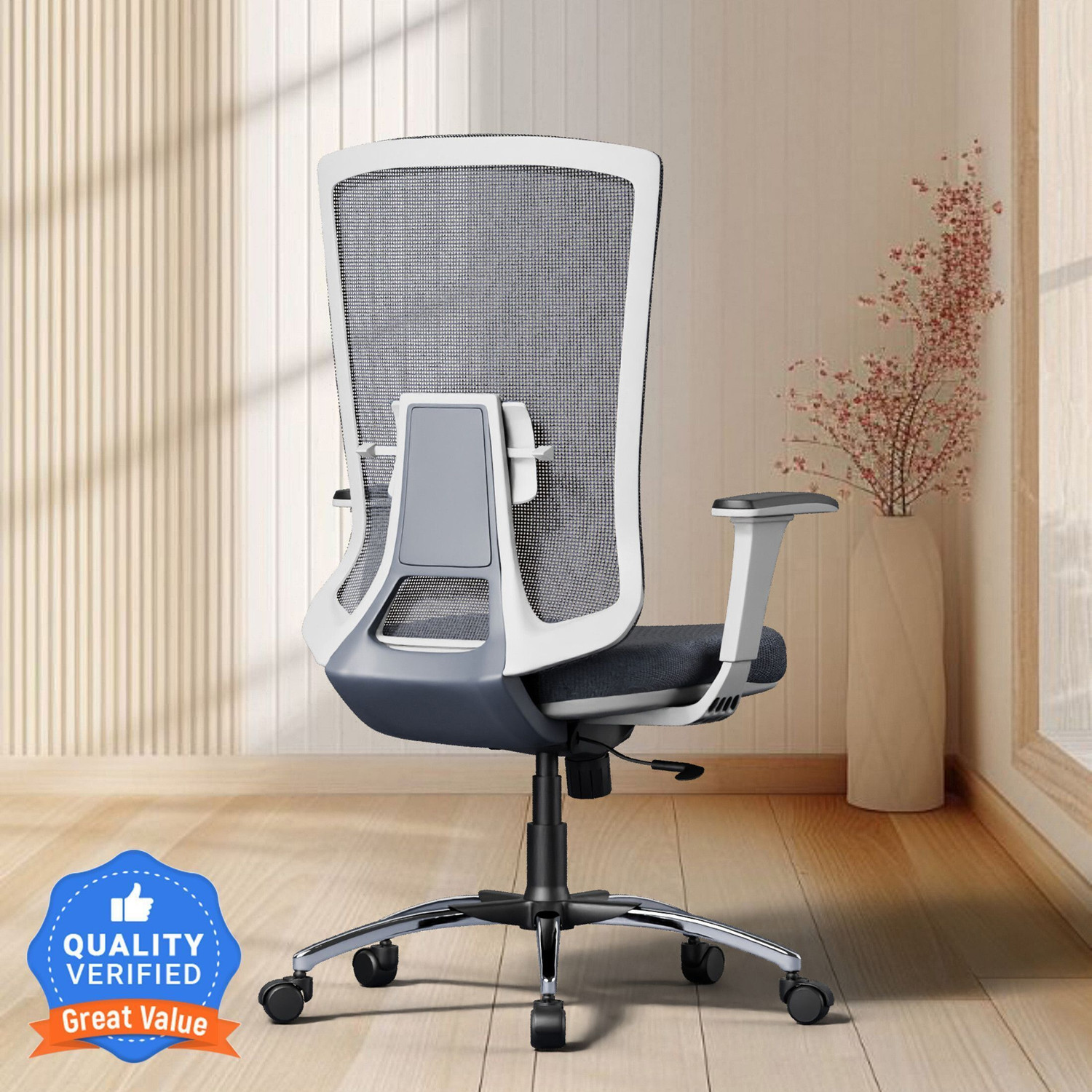 Image of CRATVZ FEDO Medium Back Ergonomic Chair with 3 Years Warranty, Home Desk Office Chair, Mesh Office Executive Chair