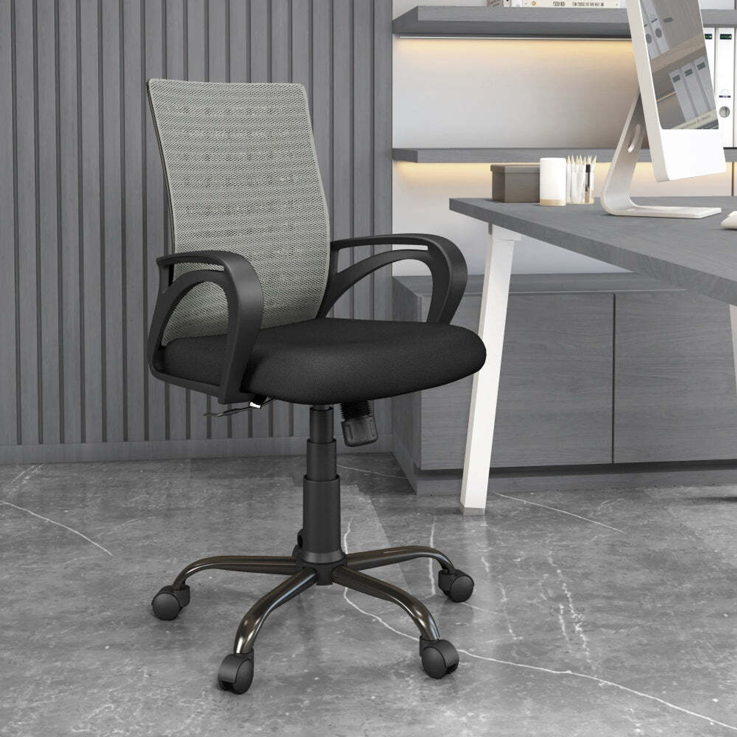 Image of Nilkamal Giza Mid Back Ergonomic | Adjustable Height | Swivel | Push Back | Executive Fabric Office Arm Chair