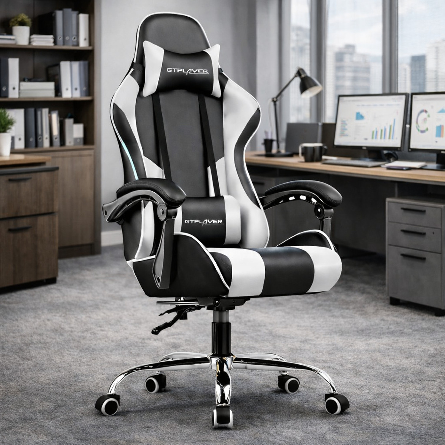 Image of GTPLAYER #1USA Multi-Functional Ergonomic Leatherette Office Adjustable Arm Chair