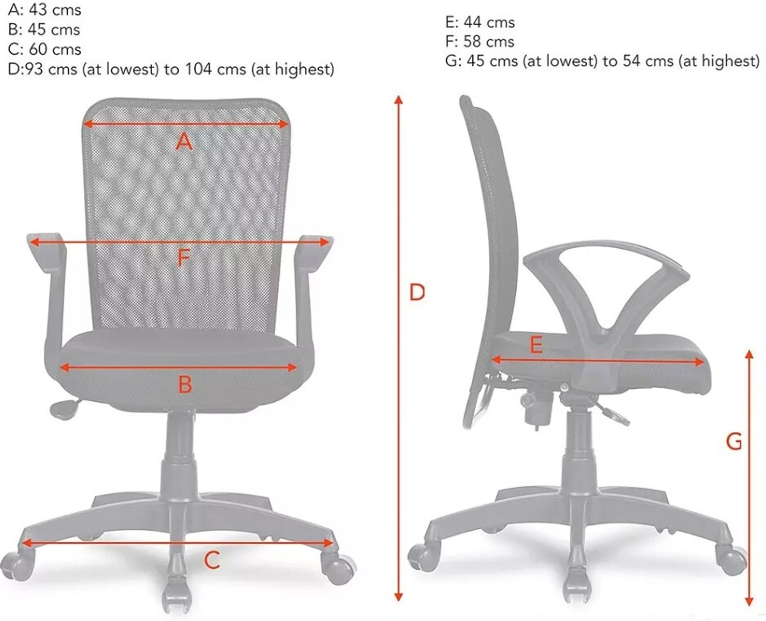 Image of MG traders MG MODERN ADJUSTABLE OFFICE /STUDY CHAIR WITH MESH SUPPORT Mesh Office Adjustable Arm Chair