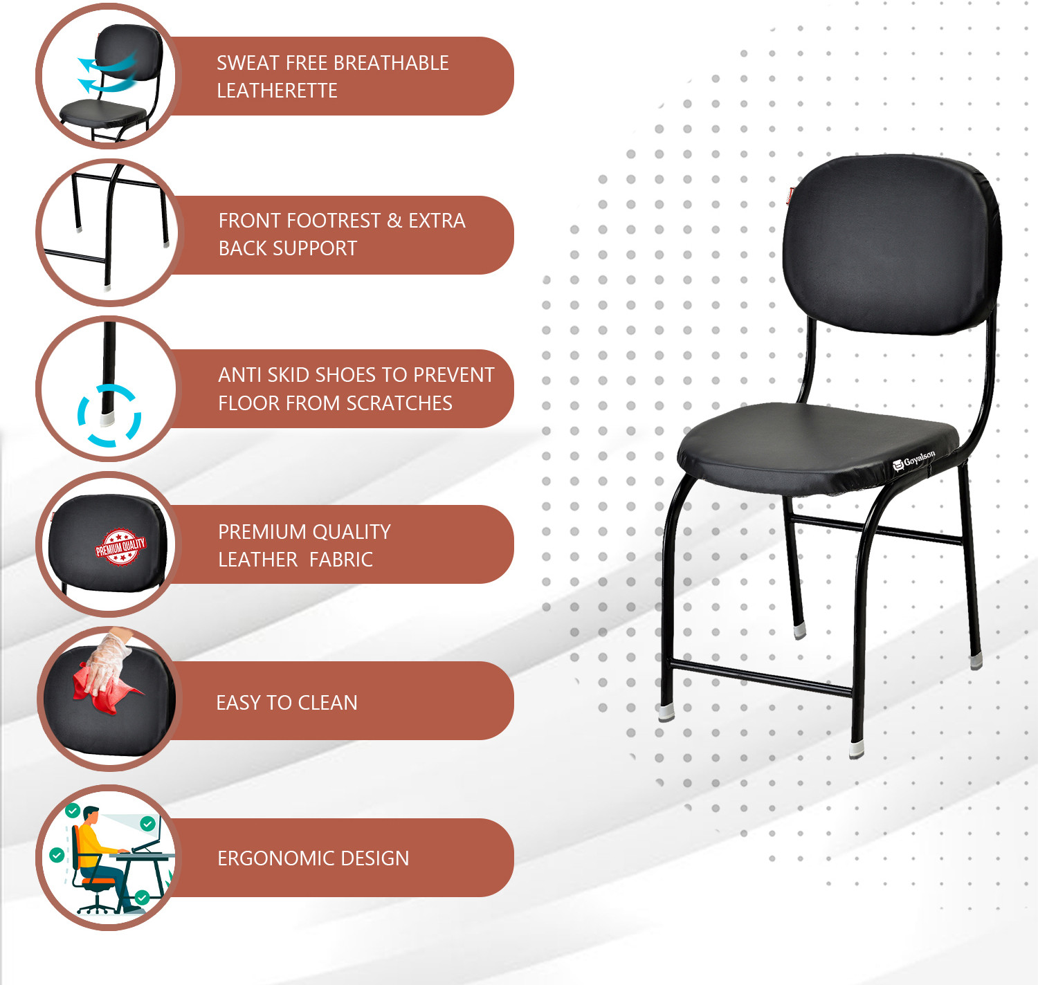Image of RATISON Guest Visitor Study Without arm Rest Leatherette Office Visitor Chair Leatherette Office Visitor Chair