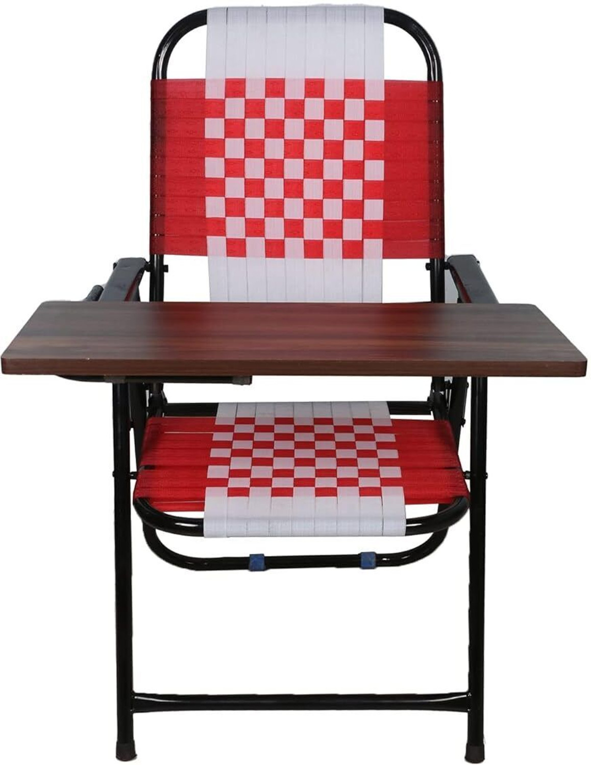 Image of NEXOR Folding Study Chair Nylon Heavyduty Niwar Patta Strips & Adjustable Writing Pad Nylon Study Folding Chair