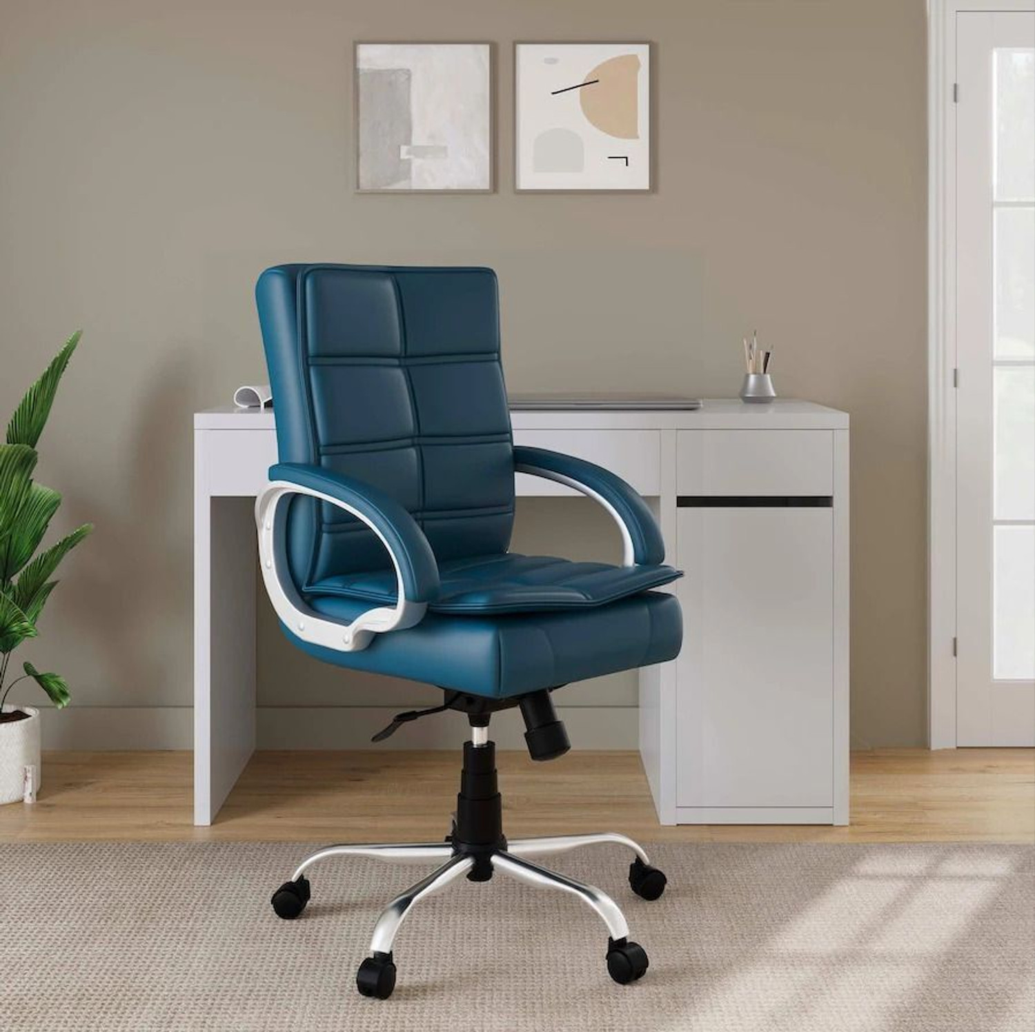 Image of RM HOME Mary Leatherette Office Arm Chair
