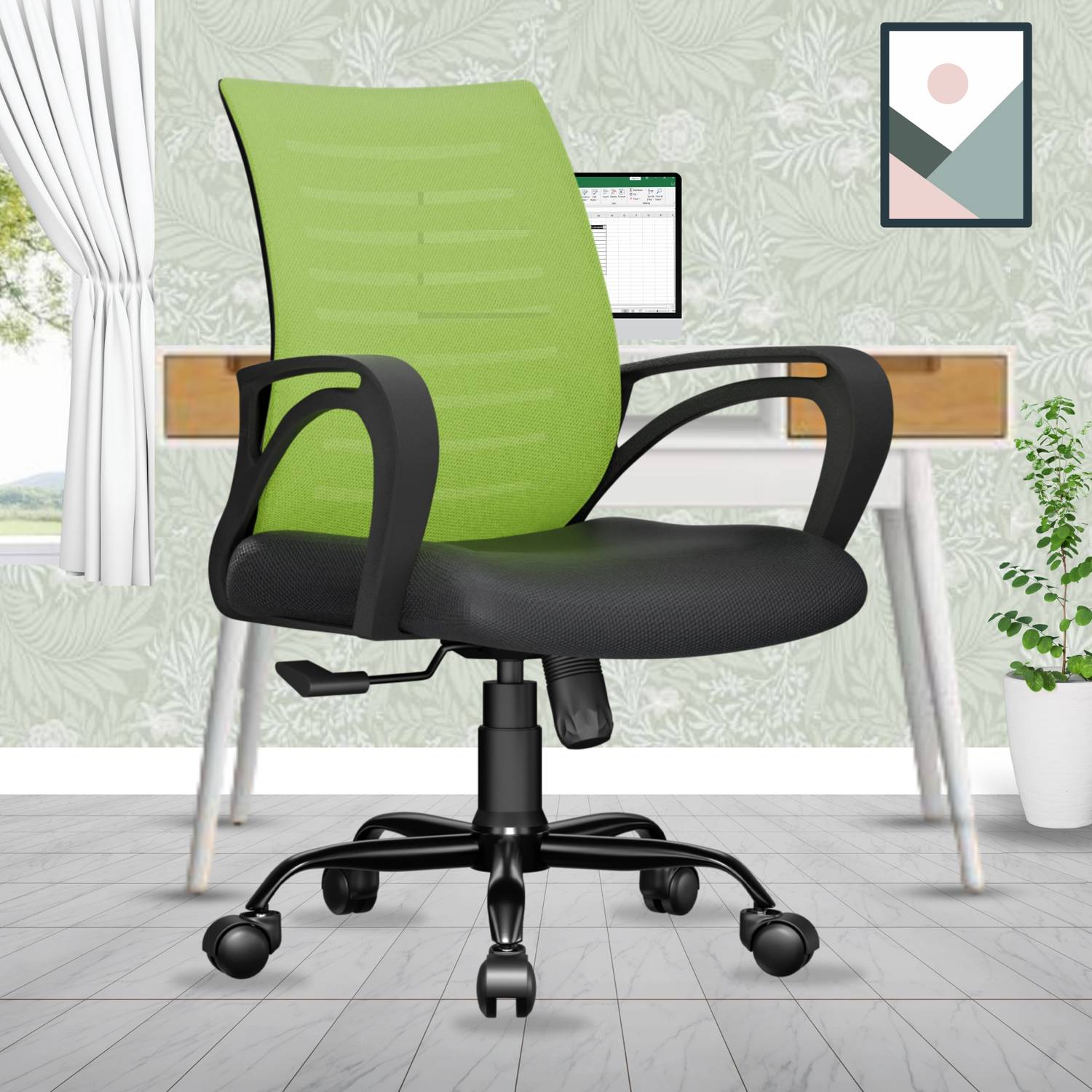 beaatho Verona Mid Back Sturdy Metal Base Nylon Mesh Revolving Mesh Office Executive Chair