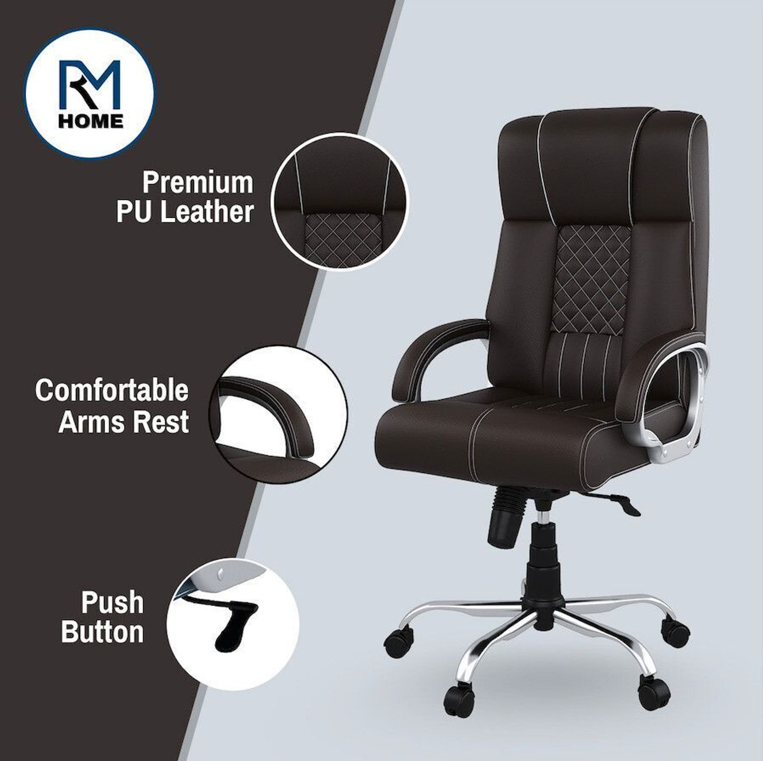 Image of RM HOME Lauren Leatherette Office Executive Chair