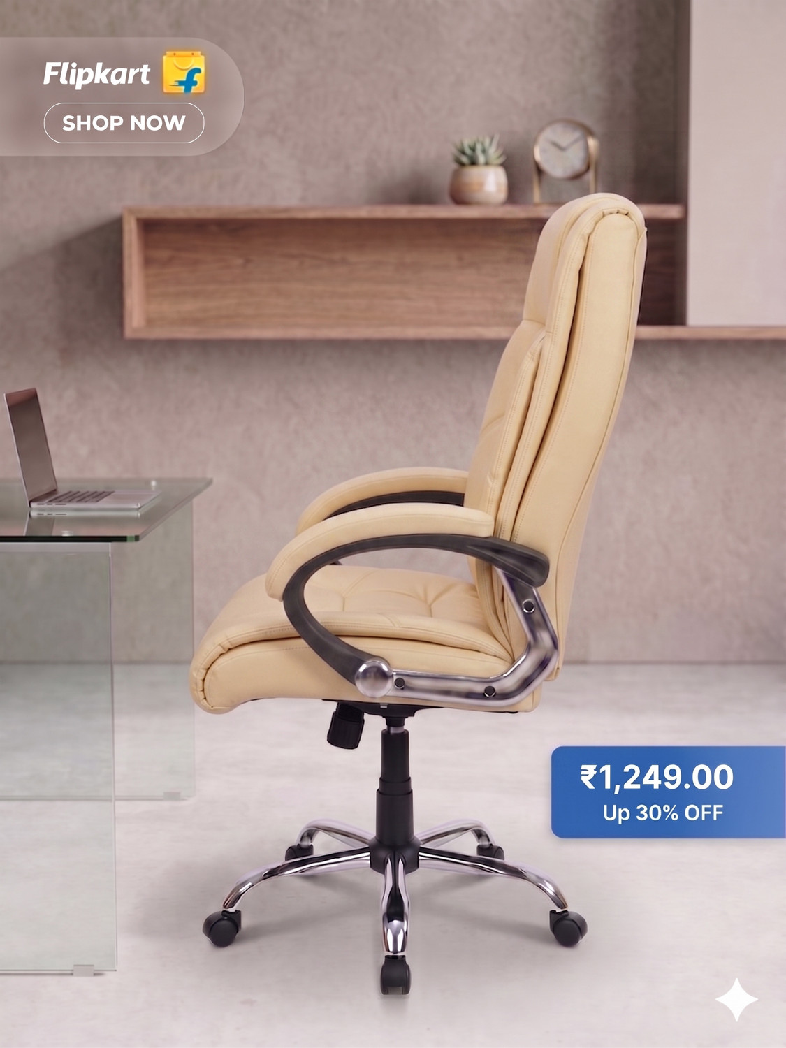Image of COZY CUB HIGH Back with Steel Base and 1 Year manufacturer Warranty on the Product Leatherette Office Executive Chair