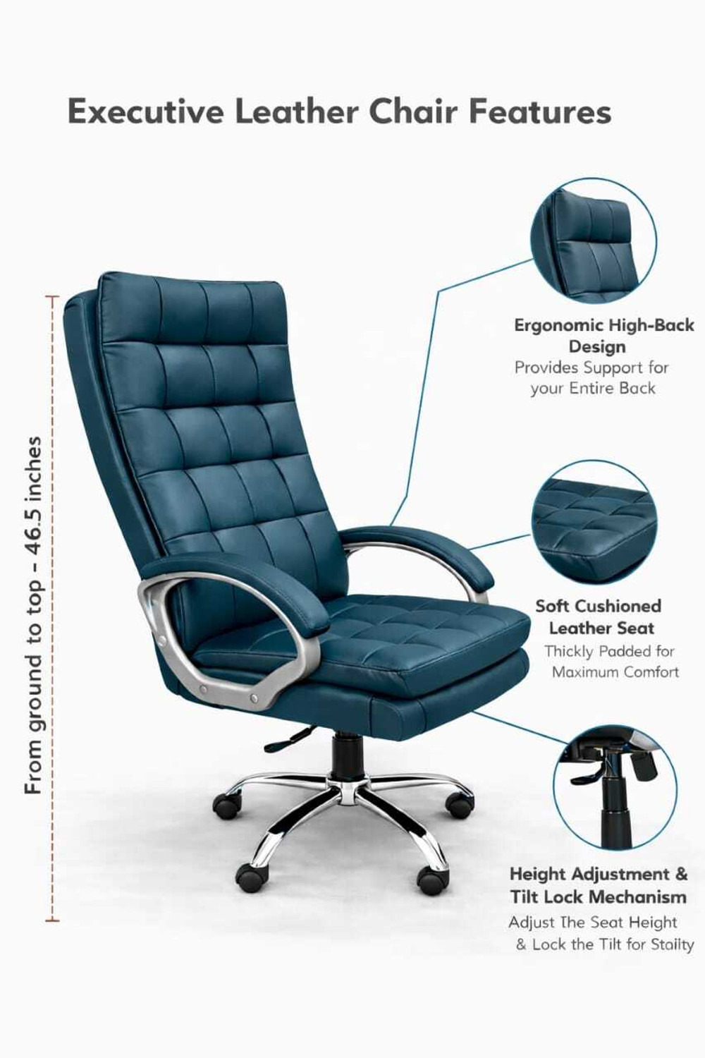 Image of RM HOME RM home Sera Premium Leather Boss office chair Leatherette Office Executive Chair