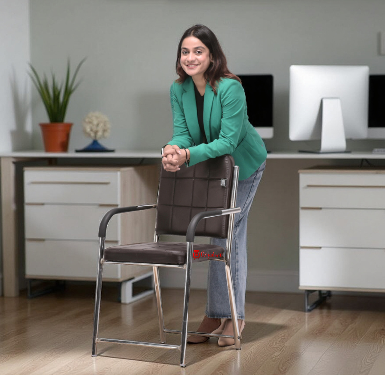 Image of OFFICE SEATING Comfortable Office Visitor Study Computer Home work reception Chair Leatherette Office Visitor Chair