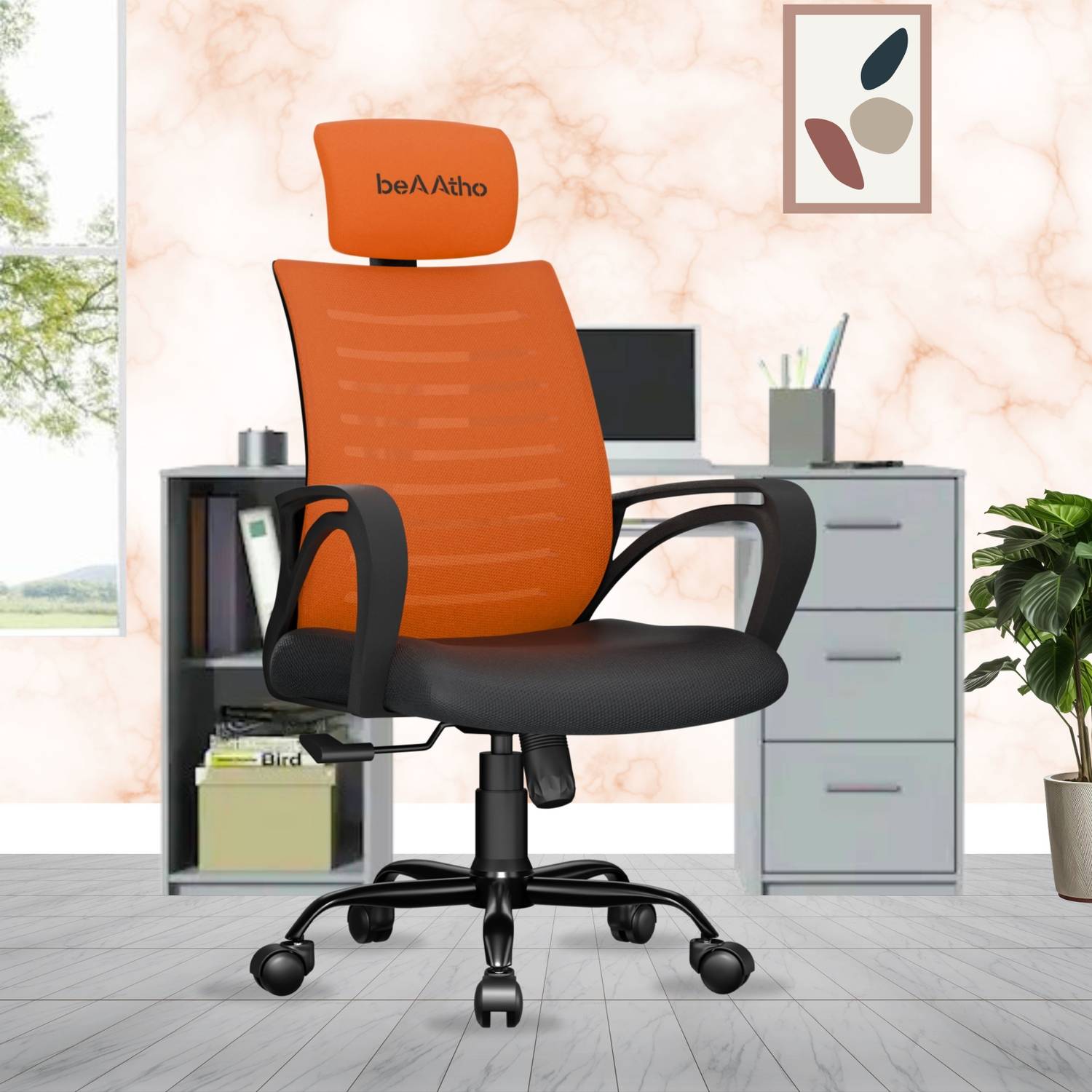 beaatho Verona High Back Ergonomic Revolving Nylon Office Arm Chair