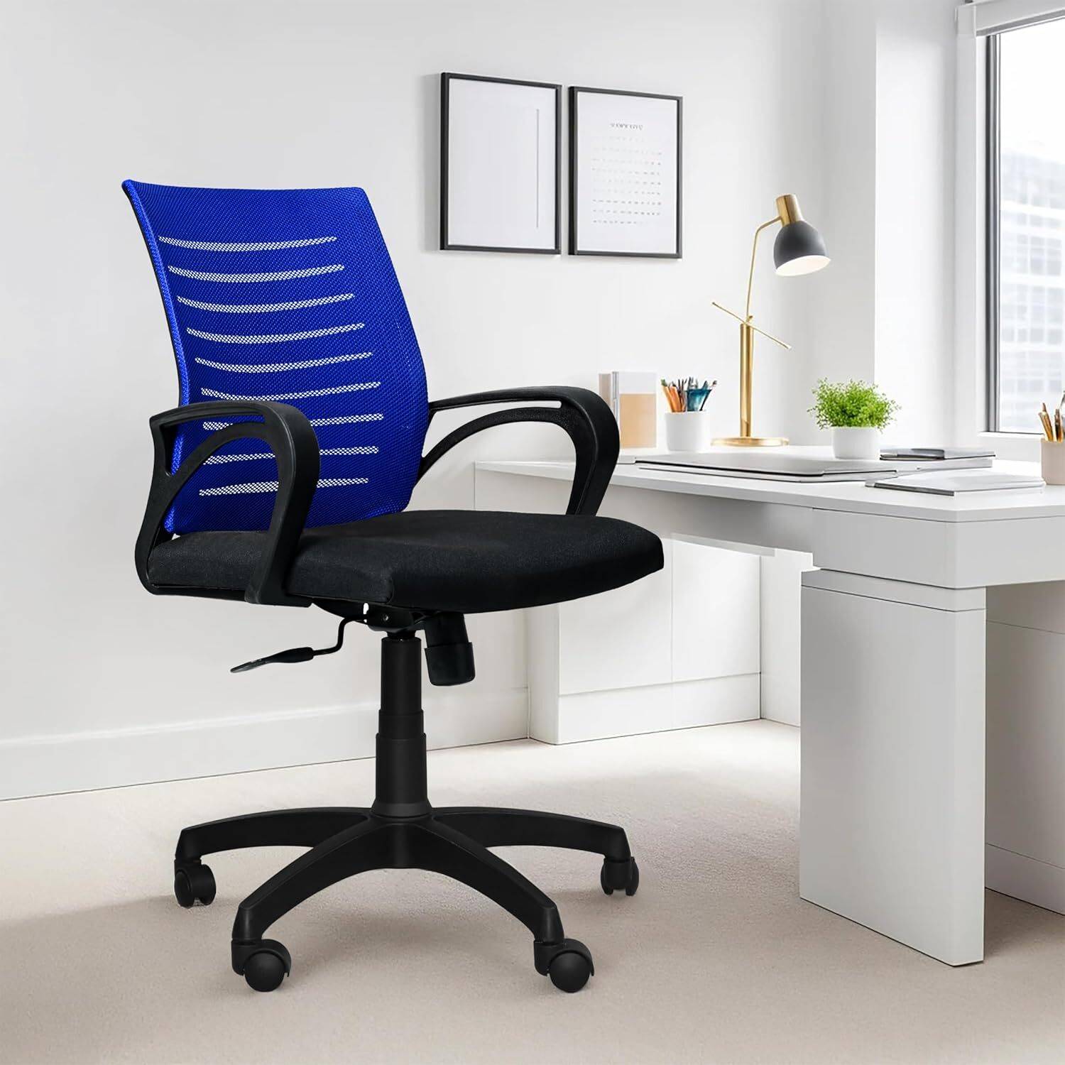 MAESTRO SEATING SYSTEMS Home & Office Mesh Chair with Fixed Handles - Comfortable Desk Fabric Office Adjustable Arm Chair