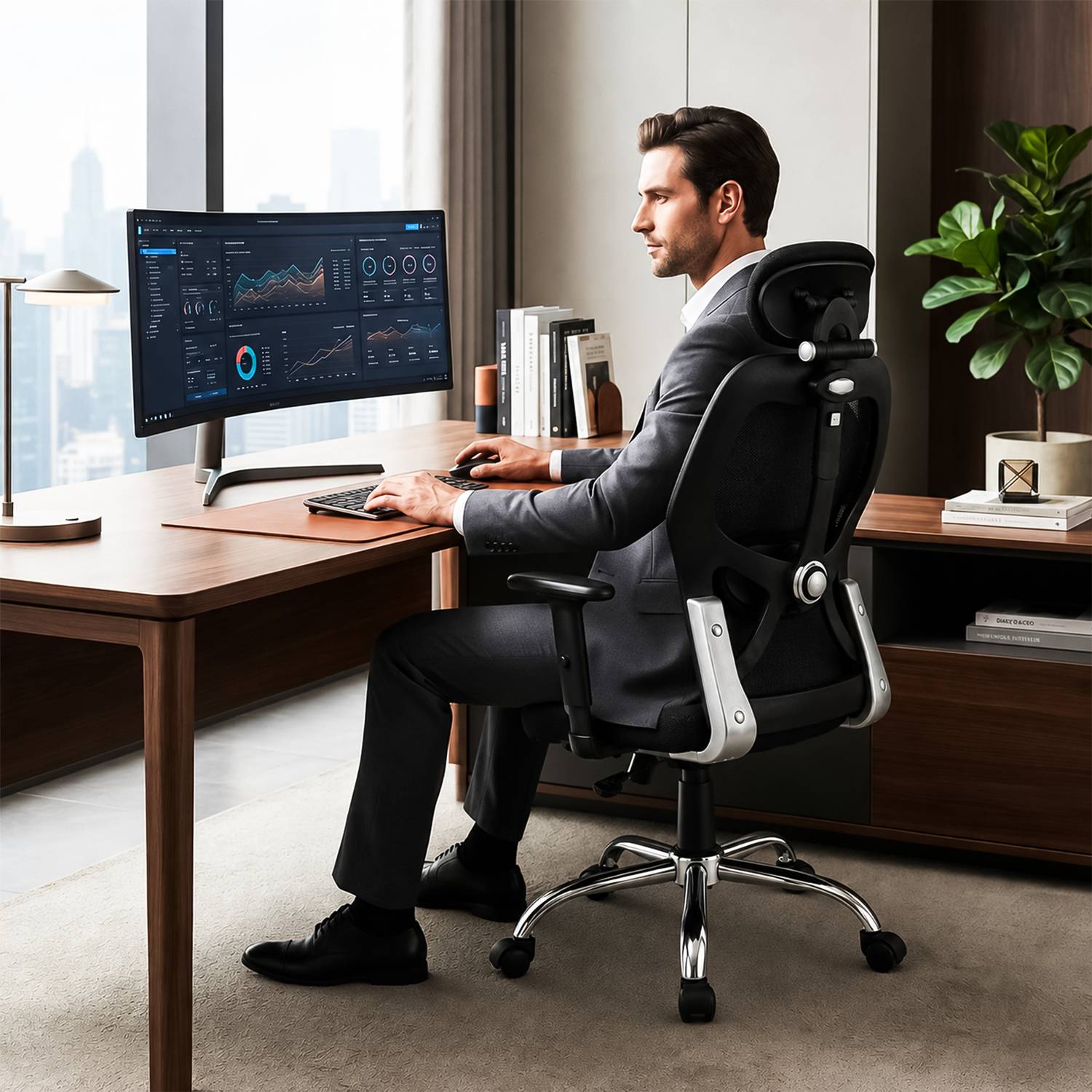 Oakcraft Matrix Ergonomic Height Adjustable Mesh Office Chair - Image 3
