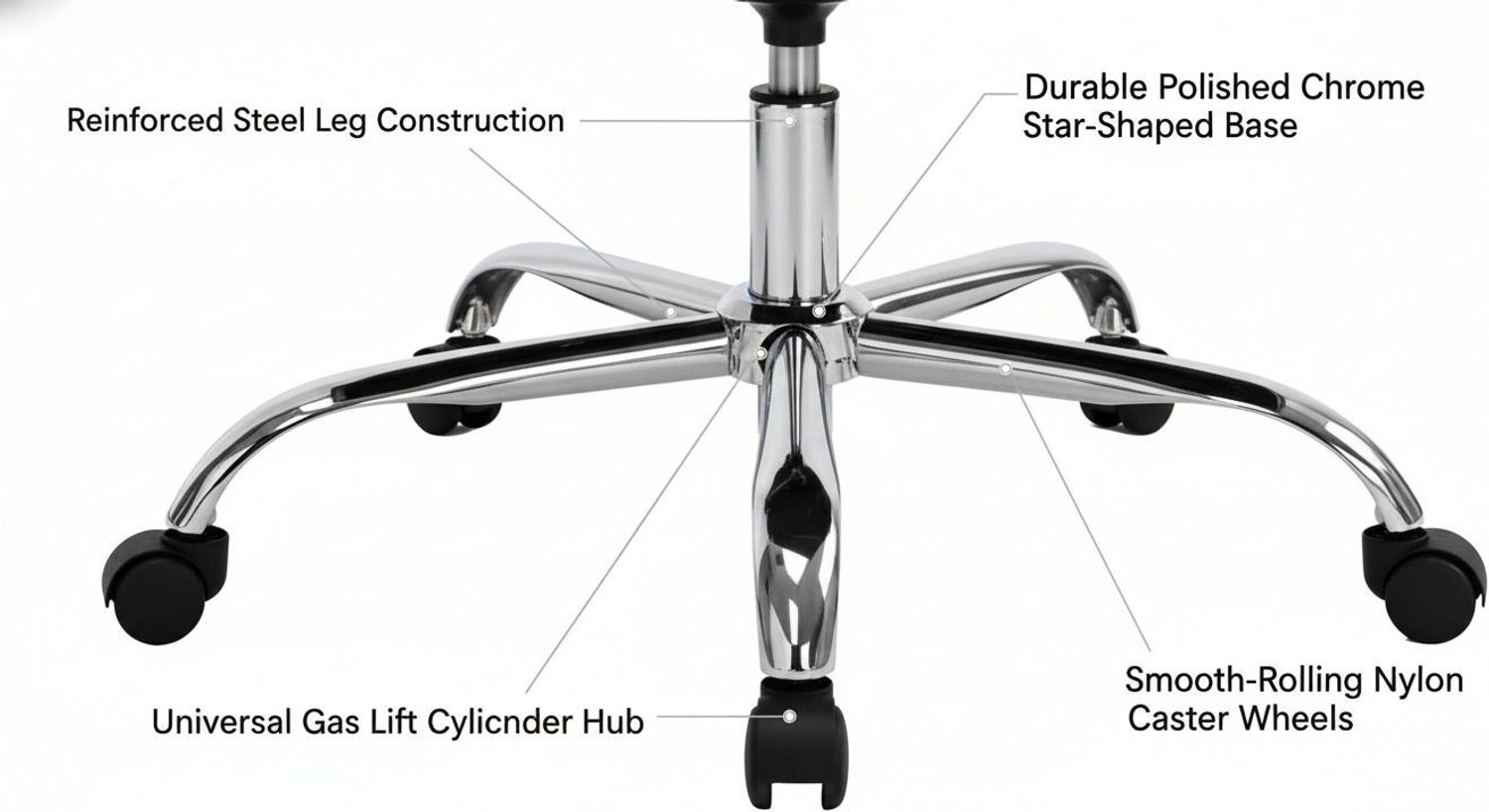 Image of MAESTRO 26 Inch Chrome Base for Revolving Chair Steel Chrome (Spider) Base Wheel NA Office Adjustable Arm Chair