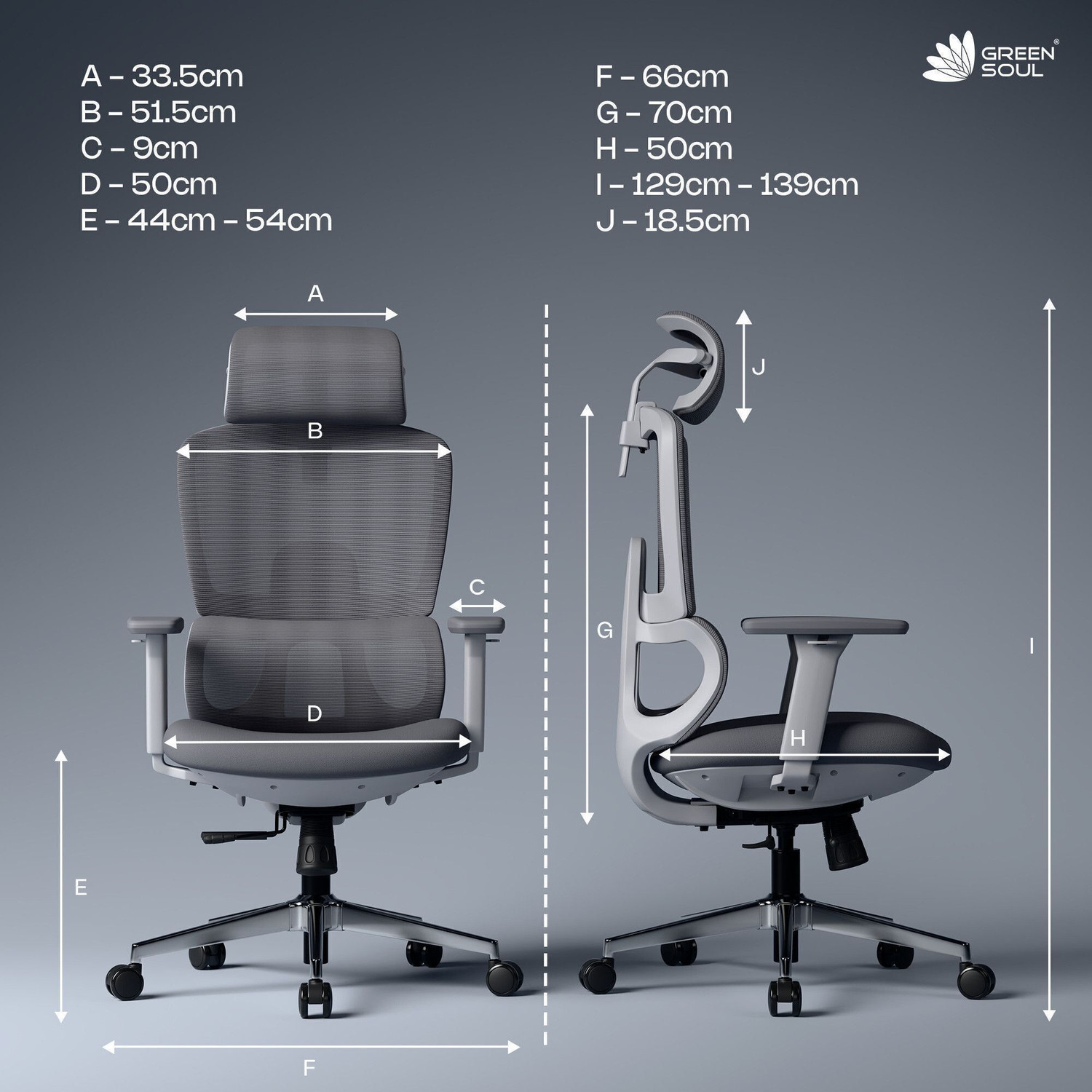 Image of GREEN SOUL Orion|Office Chair for Work with Dual Panel Backrest|Seat Slider|3D Armrest Fabric Office Executive Chair