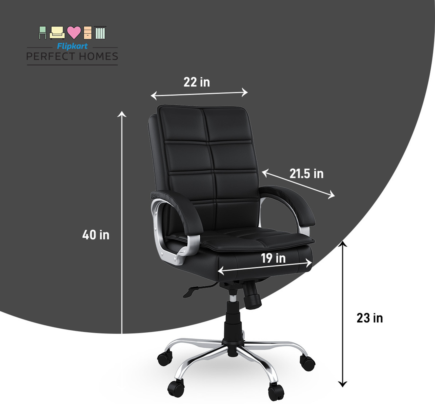 Image of Flipkart Perfect Homes LEO Leatherette Office Executive Chair