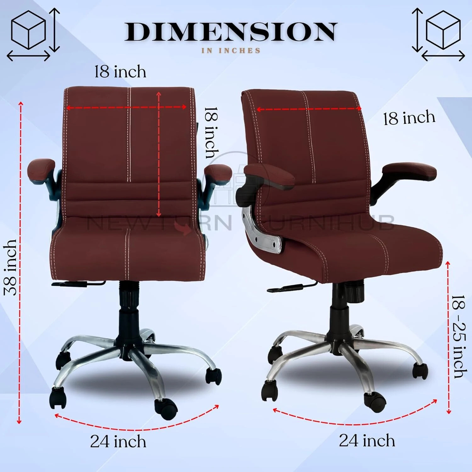 Image of Newturn Leather Office Adjustable Arm Chair