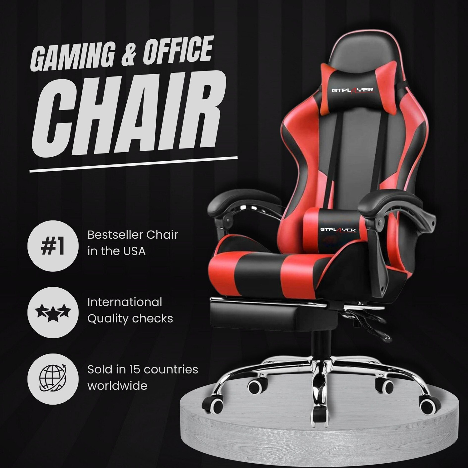 Image of GTPLAYER Leatherette Office Adjustable Arm Chair