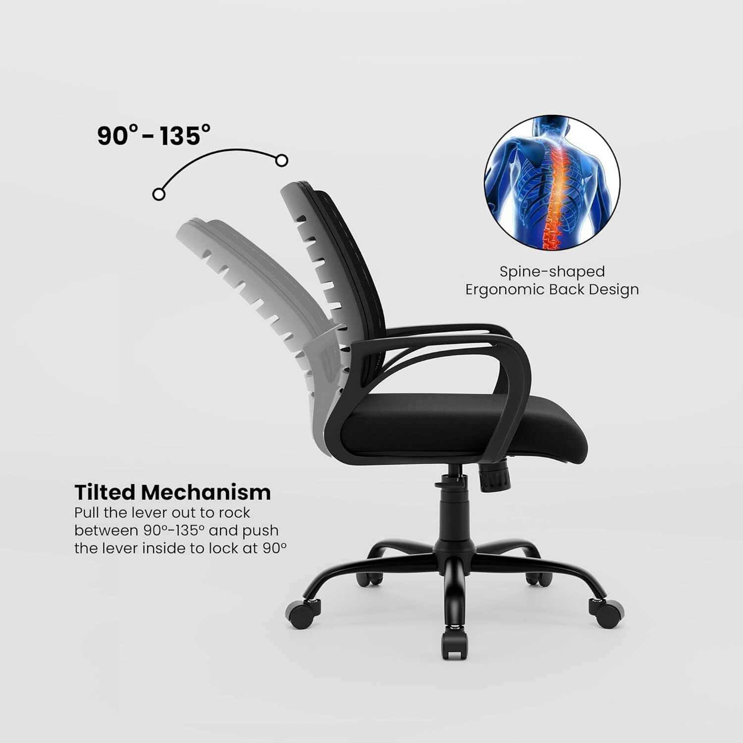 Image of MAHA GURU Revolving Chair with Spacious Seat Com Heavy Duty Metal Study Workstation Mesh Office Conference Chair