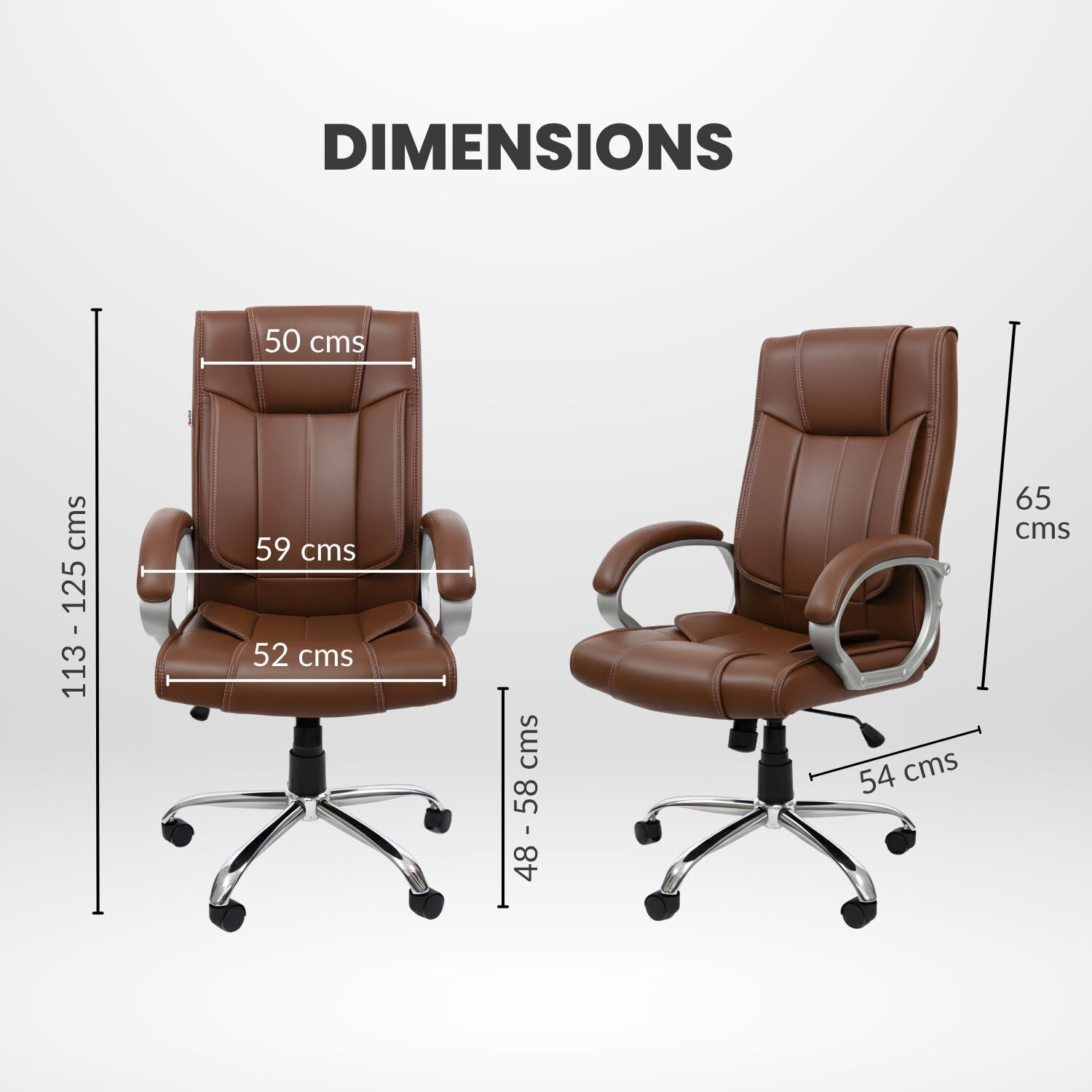Image of ACTIVA Kylie Ergonomic Chair |Swivel Function Chair for Office /Home /Gaming /Work /Study Leatherette Office Adjustable Arm Chair (Brown, Optional Installation Available)