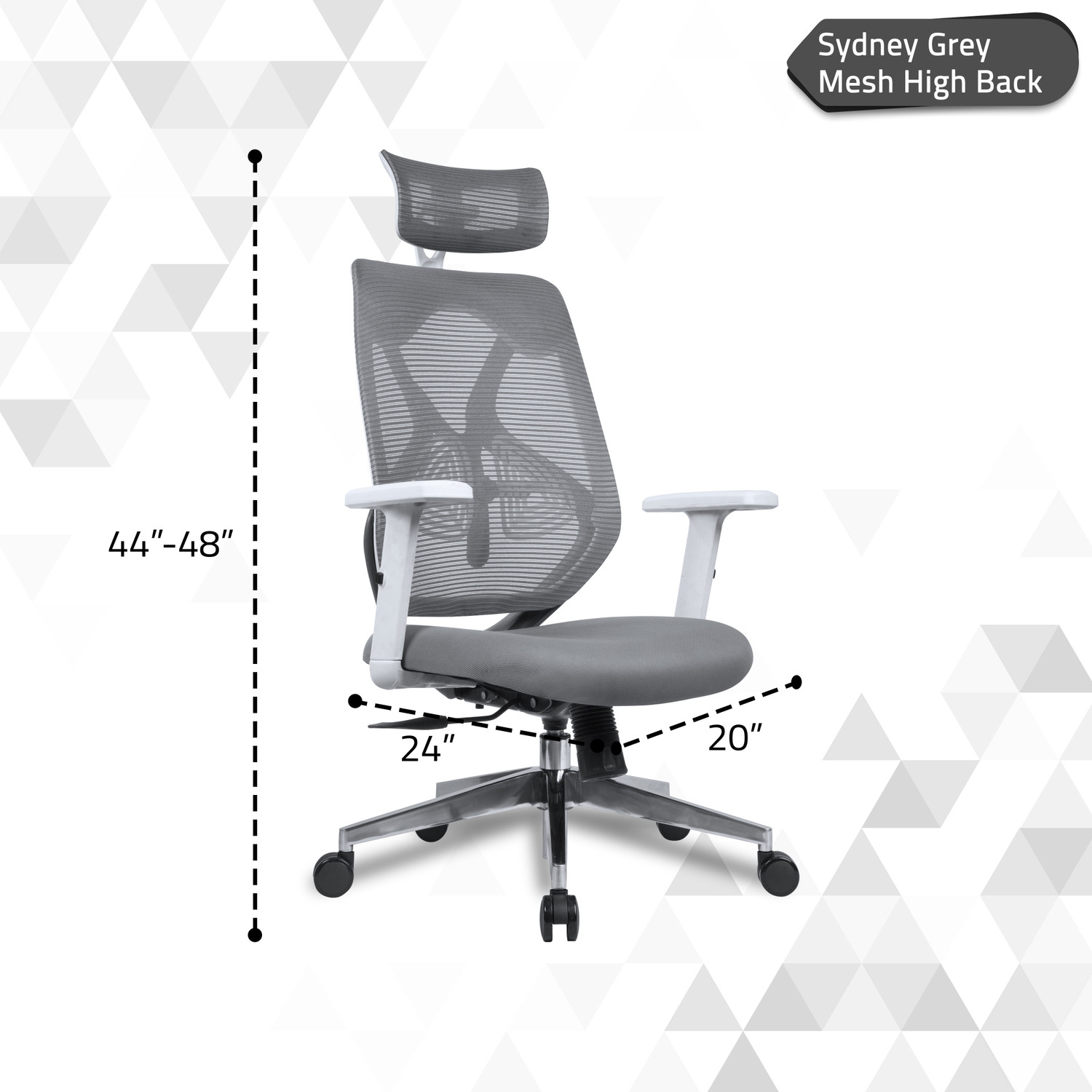 Image of Rose Designer Chairs ROSE Sydney High Back Ergonomic Mesh, Fabric Office Adjustable Arm Chair
